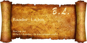 Baader Lajos névjegykártya